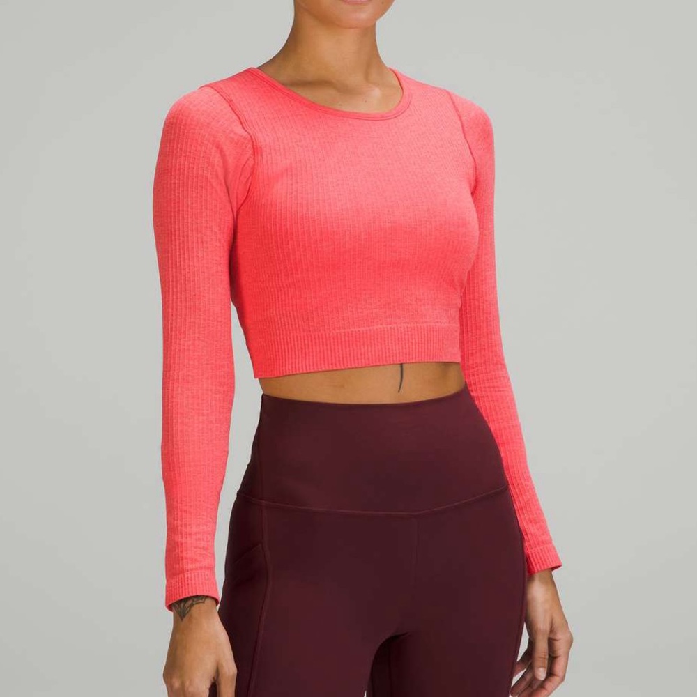 Lululemon Pink Long-Sleeve Crop Top